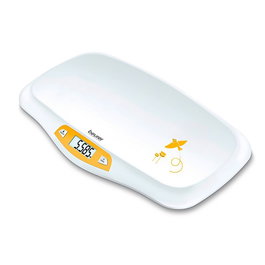 Beurer BY-80 Pèse-bébé avec écran LCD, fonction Tara automatique, mémoire du dernier poids et plateforme incurvée