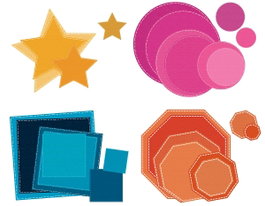 Misskuty Set de 4 Emporte-pièces fins ZAG Étoiles, Cercles, Carrés et Hexagones