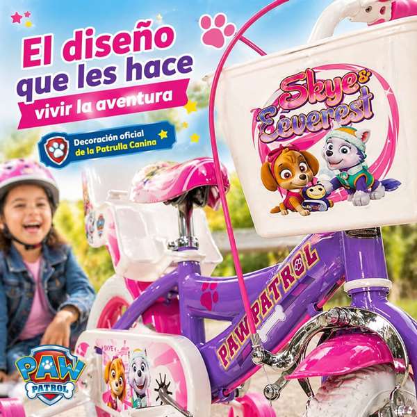 Toimsa Bicicleta fille Paw Patrol 12" (3 à 5 ans) - Vélo pour enfant avec roues de 12 pouces - Violet