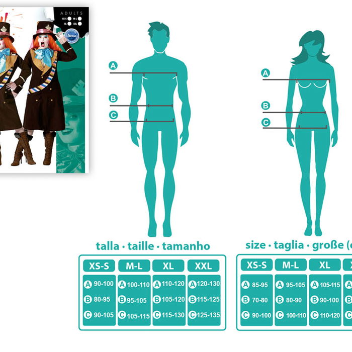 Déguisement Personnage de Conte Sombrerera Loca en Polyester Marron avec Chapeau pour Femme Adulte Taille XXL