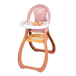 Smoby Chaise haute pour poupon Baby Nurse - Imite les parents avec cuillère et assiette - Fabrication française - Dès 18 mois