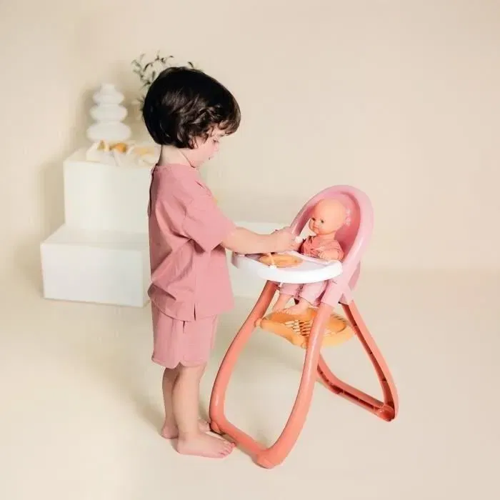 Smoby Chaise haute pour poupon Baby Nurse - Imite les parents avec cuillère et assiette - Fabrication française - Dès 18 mois