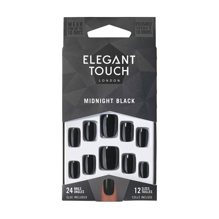 Elegant Touch Faux ongles Core Colour Squoval Noir nuit