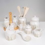 BigBuy Home Pot pour ustensiles de cuisine GRASS Bois Métal Grès