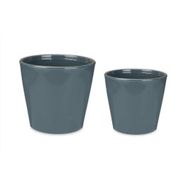 IBERGARDEN Set de 2 pots en céramique coniques anthracite