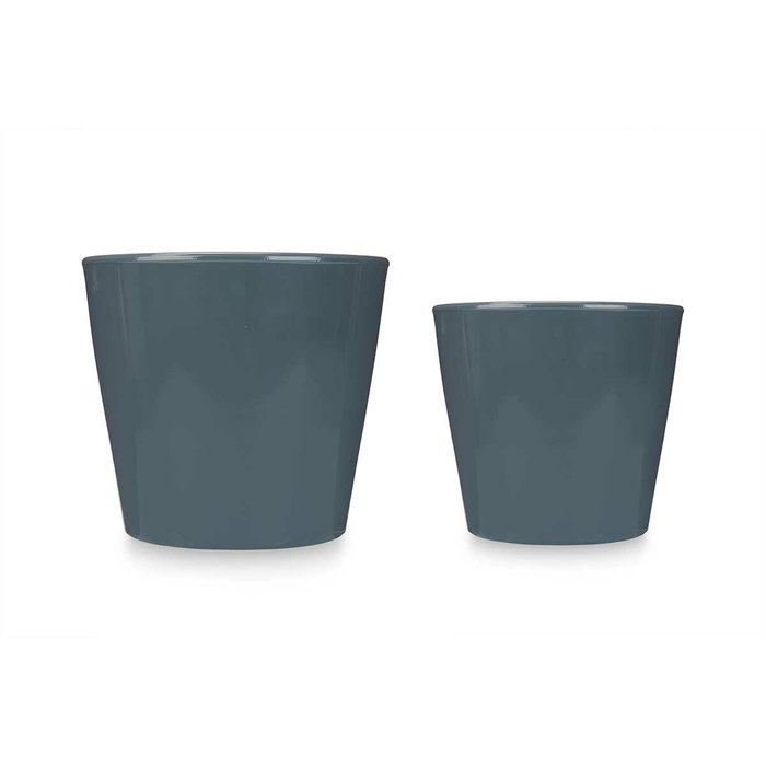 IBERGARDEN Set de 2 pots en céramique coniques anthracite IBERGARDEN Set de 2 pots en céramique coniques anthracite
