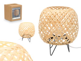 GIFTDECOR Lampe de table ovale en bambou naturel
