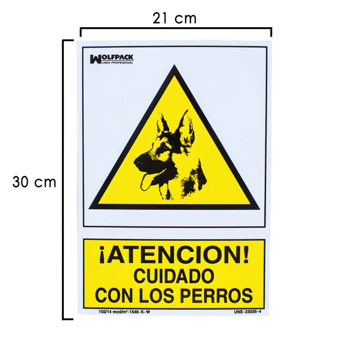 WOLFPACK LINEA PROFESIONAL Panneau attention aux chiens 30x21 cm WOLFPACK LINEA PROFESIONAL Panneau attention aux chiens 30x21 cm