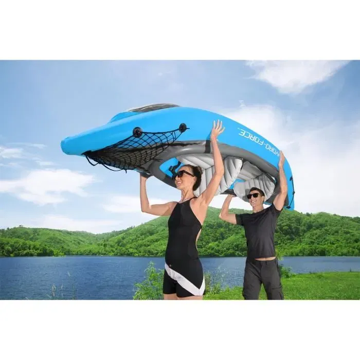 Bestway Cove Champion X2 Hydro-Force Kayak Gonflable 2 Places, 331 x 88 cm, Charge Max 180 kg, avec 2 Pagaies et 2 Ailerons Amovibles