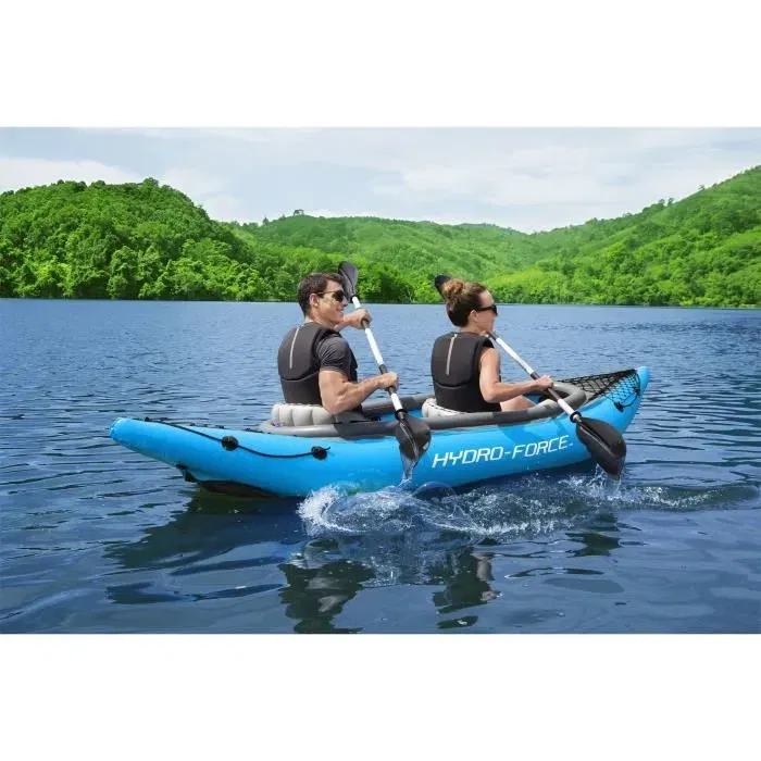 Bestway Cove Champion X2 Hydro-Force Kayak Gonflable 2 Places, 331 x 88 cm, Charge Max 180 kg, avec 2 Pagaies et 2 Ailerons Amovibles