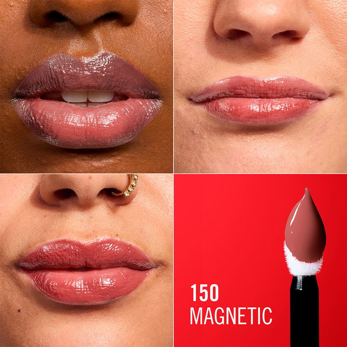 Rimmel London Thrill Seeker Lip Latex - Brillant à lèvres longue tenue - Teinte #150 Magnétique - 6 ml - Enrichi en acide hyaluronique - Applicateur diamant