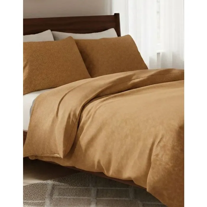 Parure de lit Moutarde - 1 housse de couette 140 x 200 cm + 1 taie d'oreiller 60 x 60 cm - 100% coton renforcé