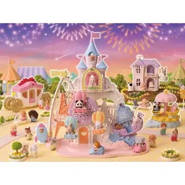 Sylvanian Families - Carrousel étoilé avec bébé panda - Jouet miniature à manivelle pour enfant dès 4 ans - Figurines et accessoires interactifs