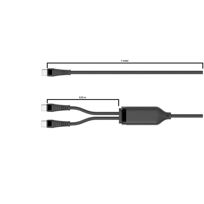 MicroConnect MC-2XUSBC-100W Câble répartiteur USB-C 1-en1-en-2, Power Delivery 100W, pour charge simultanée deux appareils, longueur 1,55 mètres