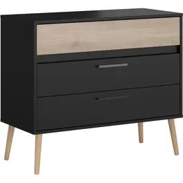 Parisot Commode AALBORG 3 tiroirs Scandinave en noir et chêne L90.8 x P39.9 x H77.5 cm