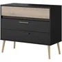 Parisot Commode AALBORG 3 tiroirs Scandinave en noir et chêne L90.8 x P39.9 x H77.5 cm
