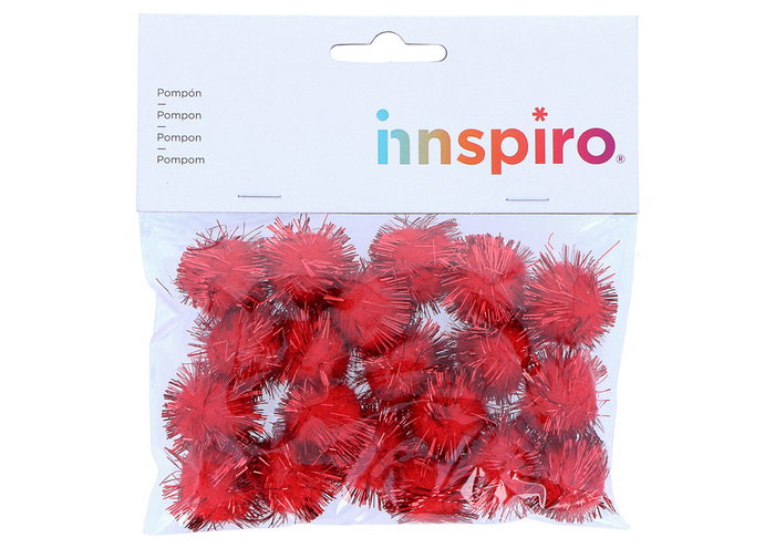 Innspiro Pompons brillants rouges 25mm 20u.