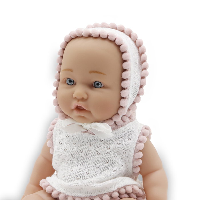 Tachan Poupée 26 cm avec Ensemble Robe Blanche et Bonnet - T01067
