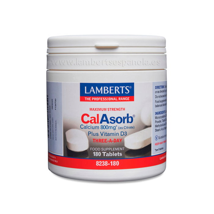 LAMBERTS CALASORB Citrate de Calcium 800mg avec Vitamine D3, 180 comprimés