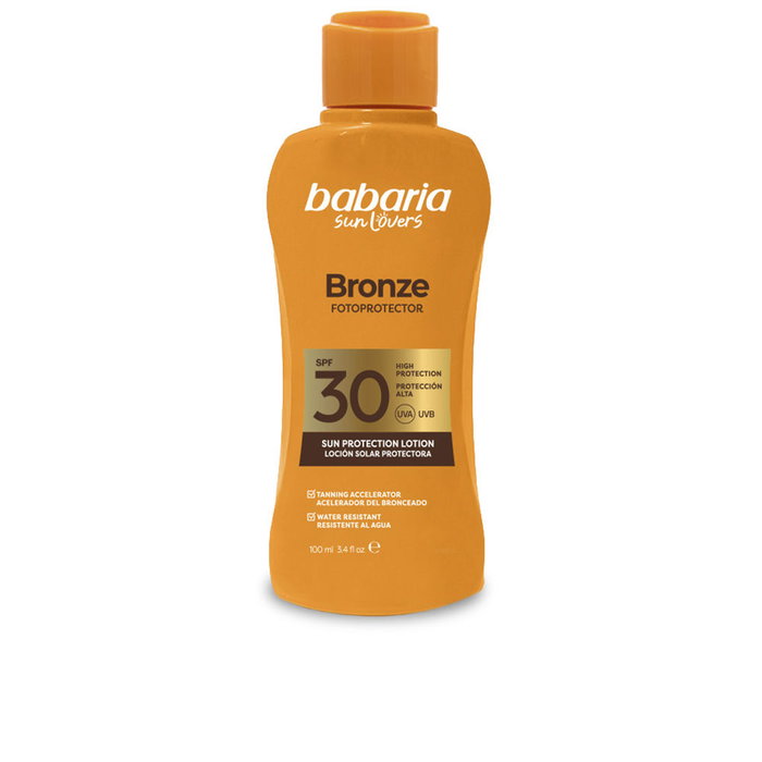 Babaria Lait Solaire Bronze SPF30 Protection UVA/UVB Accélérateur de Bronzage Aloe Vera 100 ml Babaria Lait Solaire Bronze SPF30 Protection UVA/UVB Accélérateur de Bronzage Aloe Vera 100 ml