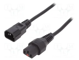 IEC LOCK Cordon d'alimentation IEC C13 femelle vers IEC C14 mâle noir 3m