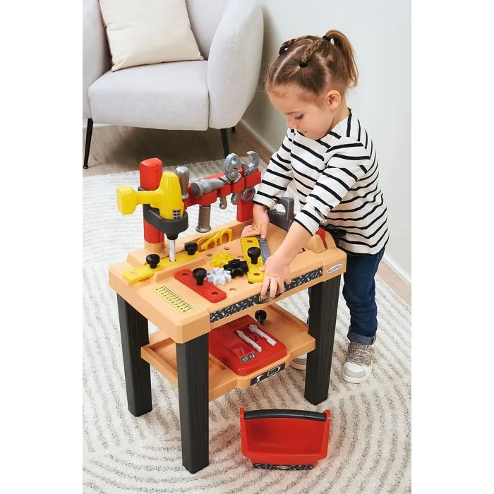 Ecoiffier Grand Établi de Bricolage Enfant avec 28 Accessoires (Perceuse, Scie, Caisse à Outils) - Jeu d'Éveil et Motricité à Partir de 18 Mois