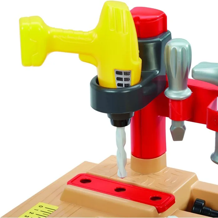 Ecoiffier Grand Établi de Bricolage Enfant avec 28 Accessoires (Perceuse, Scie, Caisse à Outils) - Jeu d'Éveil et Motricité à Partir de 18 Mois