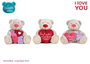 Quiron Lovely Bear 37cm - Ours en peluche microfibre avec accessoires et messages d'amour, modèle assorti (Espagnol)