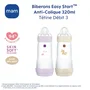MAM Biberon Easy Start Anti-Colique Lot de 2, Tétine Débit 3, 320 ml, Couleurs Lilas et Sable