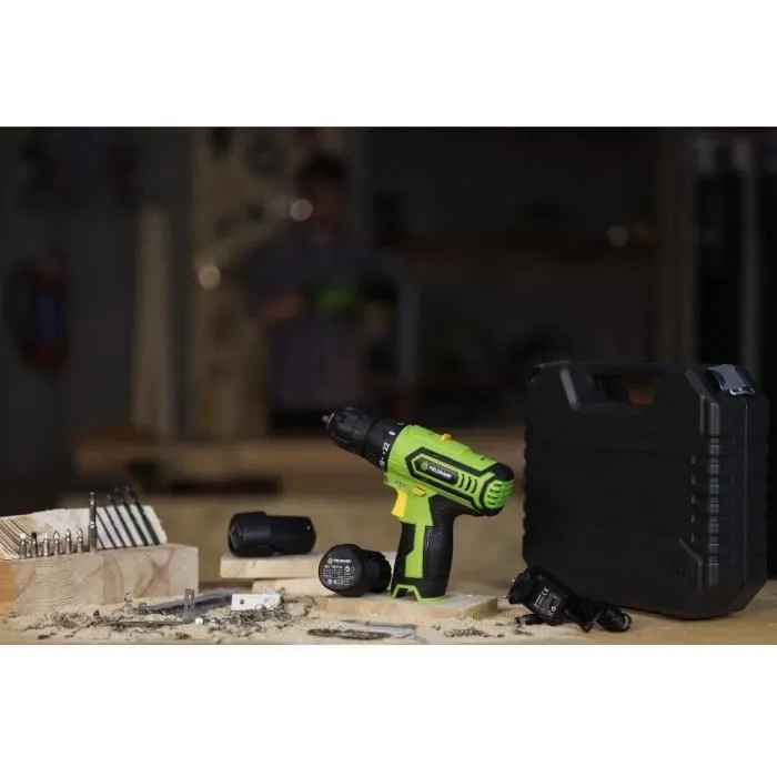 Fieldmann Perceuse Visseuse à Percussion Sans Fil 12V FDV 10252-A avec 2 Batteries Li-Ion 1.3Ah, Chargeur, Mandrin Auto-Serrant, LED et Coffret