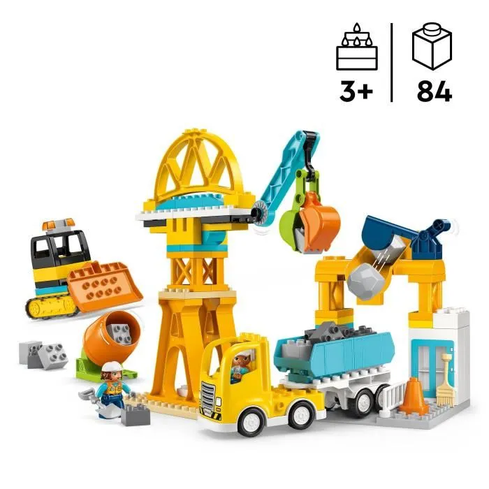 Lego 10476 DUPLO Ma Ville Le Chantier et les Véhicules de Construction - Jeu Créatif 3-en-1 pour Tout-Petits