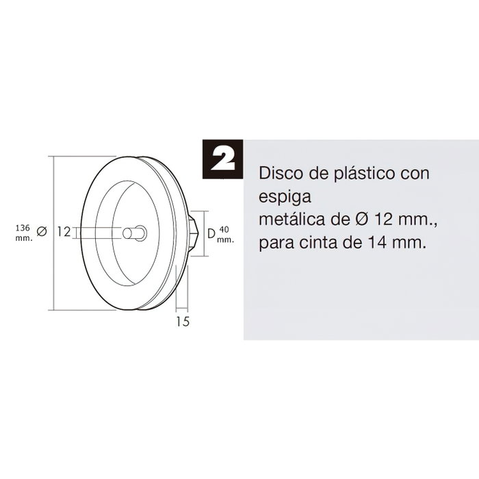 WOLFPACK LINEA PROFESIONAL Treuil de volet plastique avec pointe métallique 136x40 mm, sangle 14mm