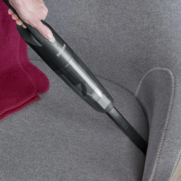 Severin HV7130 Aspirateur à main sans fil puissant 65W, 25 min autonomie, 2 vitesses, rechargeable, pour liquides et petites poussières, Noir