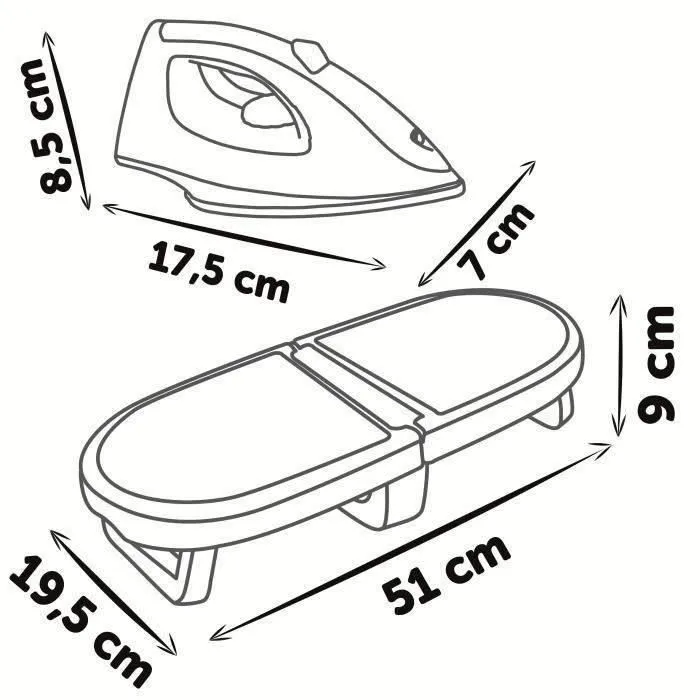 Smoby - Planche à repasser pliable Tefal réaliste avec fer et bouteille spray - Jeu d'imitation pour enfants dès 3 ans - Made in France