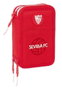 Safta - Plumier triple 36 pièces Sevilla FC - Pochette de rangement scolaire football - 12.5x19.5x5.5 cm