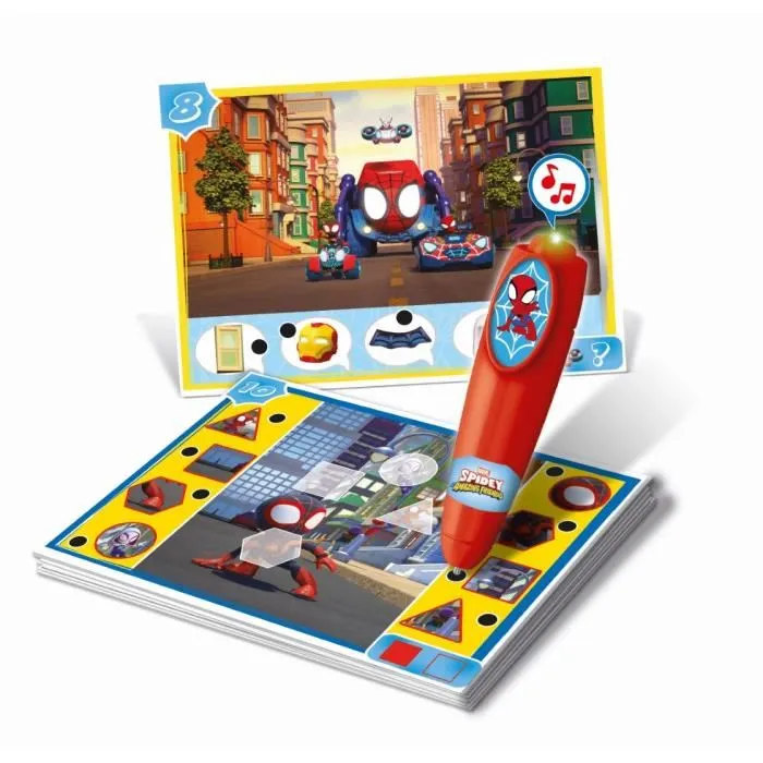 Clementoni Quizzy Spidey - Jeu éducatif interactif avec 200 quiz et stylo électronique parlant - Pour enfants dès 3 ans - Apprentissages formes, couleurs, nombres