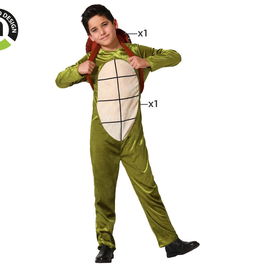 Déguisement Tortue Ninja Enfant Garçon 7-9 Ans - Costume de Combat Verte avec Caparazon en Polyester