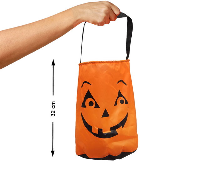 Bolsa - Sac à bonbons Halloween en forme de citrouille avec visage souriant - 32 cm - Pour enfants - Accessoire fête d'Halloween Bolsa - Sac à bonbons Halloween en forme de citrouille avec visage souriant - 32 cm - Pour enfants - Accessoire fête d'Halloween