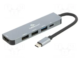 GEMBIRD Hub USB Cablexpert HDMI 4K, USB-A et USB-C Gris