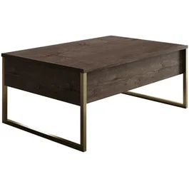 Table basse LUXE Walnut Gold - Noyer et doré - Rectangulaire