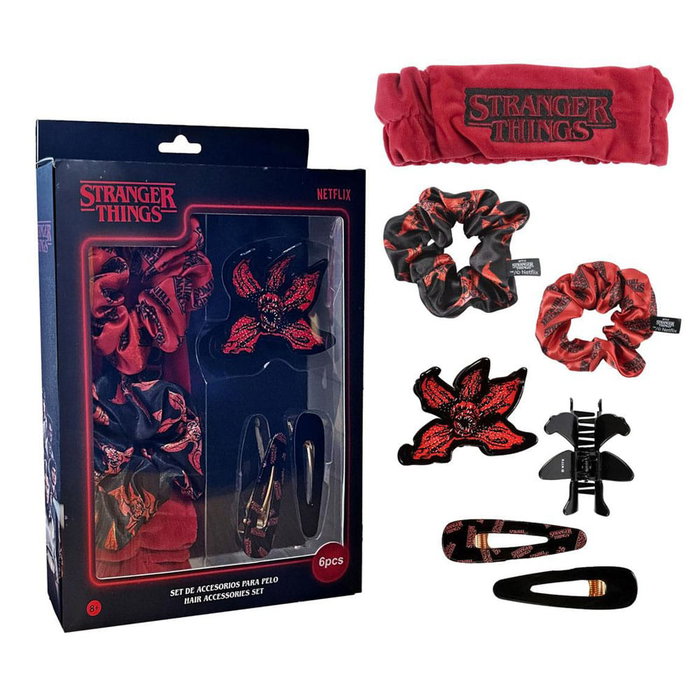 Cerdá Set d'accessoires pour cheveux Stranger Things Rouge