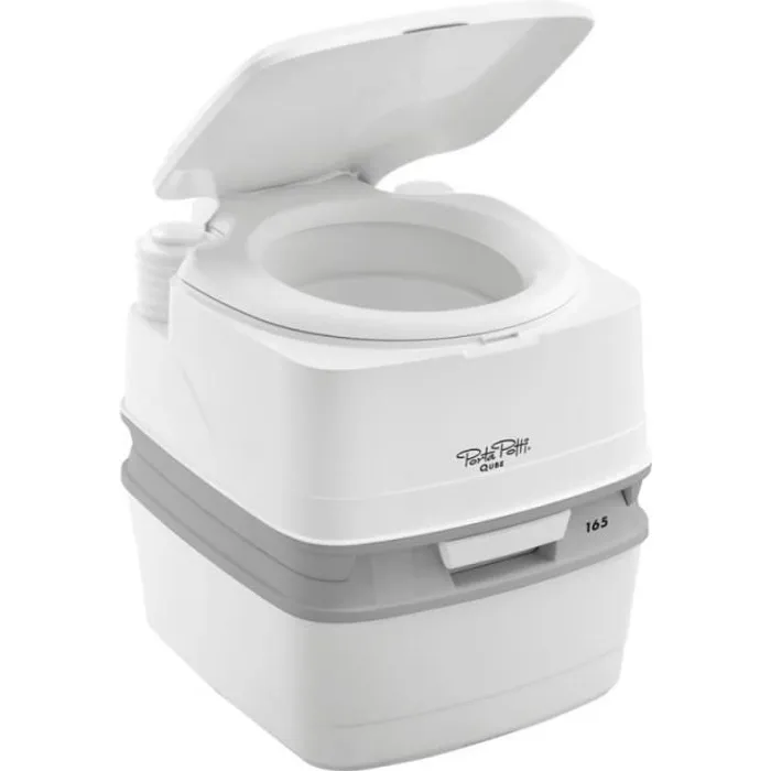 Thetford Porta Potti Qube PP 165 - WC chimique portable, réservoir de 21 litres, eau propre 15 litres, dimensions 383x414x427 mm, gris