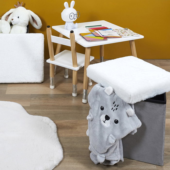 Home Deco Kids Pouf Pliable Gris/Blanco