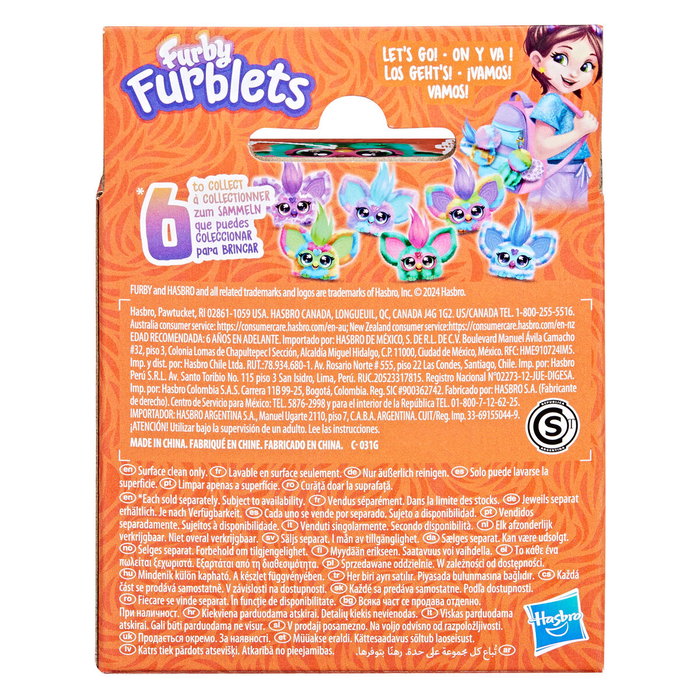 HASBRO Mini Furby Mello Nee Furblet - Peluche interactive 10 cm avec sons, musique et phrases en Furbish - Alimentation par pression sur le bec et oreilles pliables