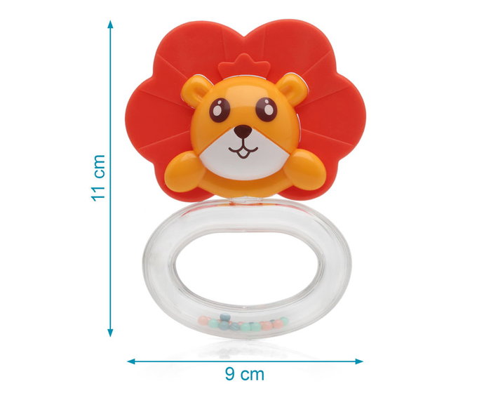 KioKids Mordedor-Sonajero Léon en Silicone pour Bébé de +3 Mois - Soulage les Poussées Dentaires, Stimule les Sens, Orange