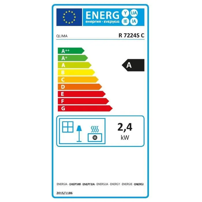 Qlima R7224-SC - Poêle à pétrole à mèche 2400 W - 40 à 85 m³ - Réservoir 4,2 L