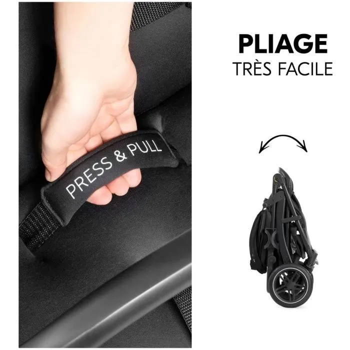 Hauck Rapid 4D Poussette tout-terrain noire - Pliage une main, 4 grandes roues, dossier réglable, guidon ajustable - Jusqu'à 22 kg
