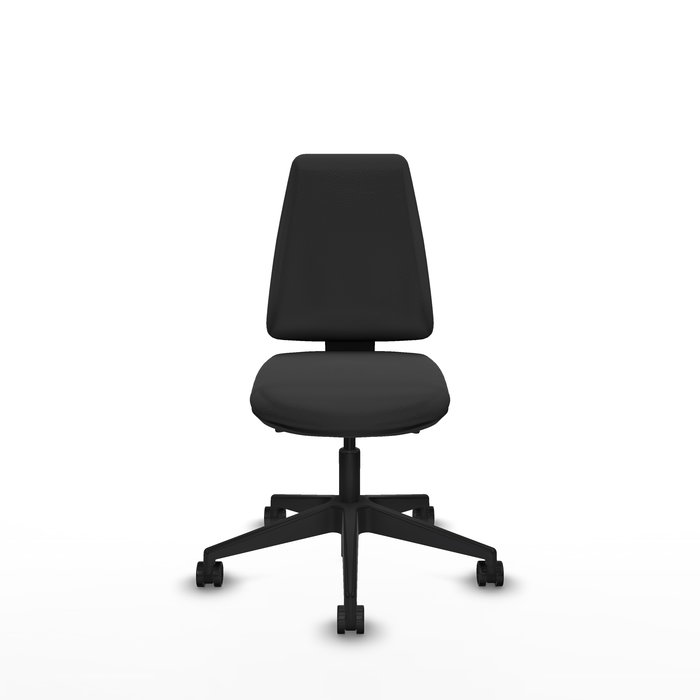 Chaise Elche Asynchrone Cuir écologique Gris foncé Base pyramidale noire Sans accoudoirs Sans appui-tête Roulettes 65mm nylon