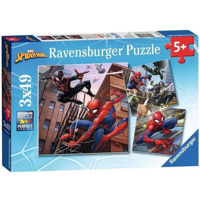 Ravensburger - Lot de 3 Puzzles Spider-Man - 49 Pièces Chacun - Poster d'Aide Inclus - Puzzle pour Enfants Dès 5 Ans Ravensburger - Lot de 3 Puzzles Spider-Man - 49 Pièces Chacun - Poster d'Aide Inclus - Puzzle pour Enfants Dès 5 Ans