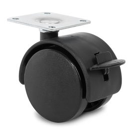 Q&Q Roue Pivotante Telly, Double Jante Ø40mm avec Plaque et Frein, Finition Noire, Charge Max 15kg